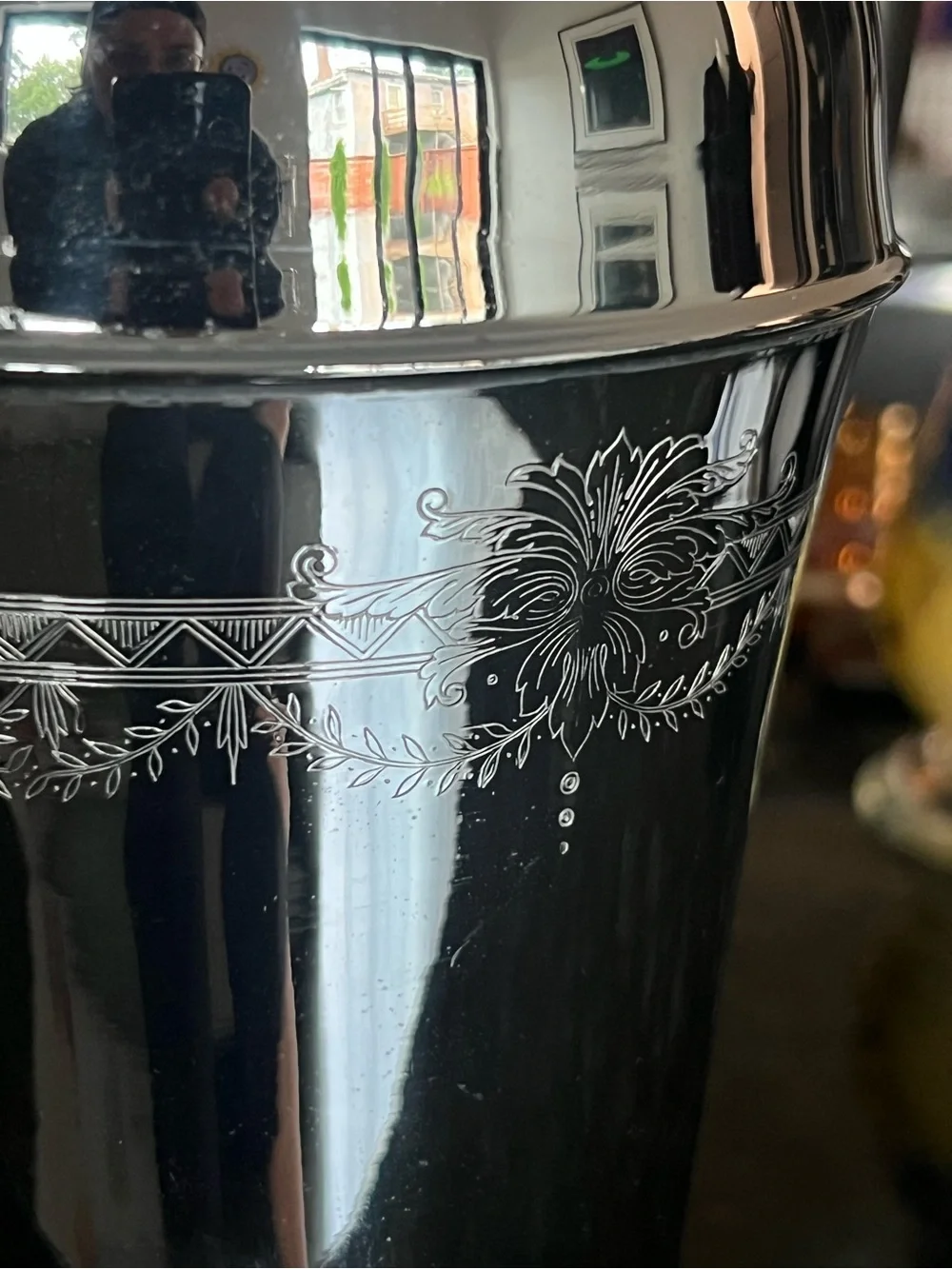 1940’s Art Deco Lehman Bros Chromium Cocktail Shaker Pitcher Bakelite handle